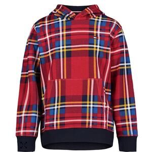 Tommy Hilfiger Boys Tonal Argyle  sweatshirt Hoodie plaid red size l2/14
